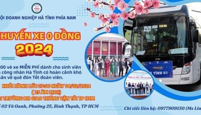 Chuyến xe 0 đồng 2024 – 1.000 vé xe miễn phí dành cho công nhân và sinh viên Hà Tĩnh có hoàn cảnh khó khăn